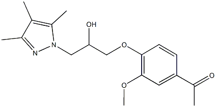 1-{4-[2-hydroxy-3-(3,4,5-trimethyl-1H-pyrazol-1-yl)propoxy]-3-methoxyphenyl}ethanone Struktur