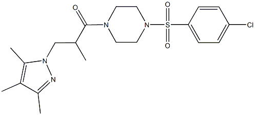 1-[(4-chlorophenyl)sulfonyl]-4-[2-methyl-3-(3,4,5-trimethyl-1H-pyrazol-1-yl)propanoyl]piperazine Struktur