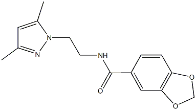 N-[2-(3,5-dimethyl-1H-pyrazol-1-yl)ethyl]-1,3-benzodioxole-5-carboxamide Struktur