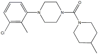 1-(3-chloro-2-methylphenyl)-4-[(4-methyl-1-piperidinyl)carbonyl]piperazine Struktur