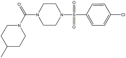 1-[(4-chlorophenyl)sulfonyl]-4-[(4-methyl-1-piperidinyl)carbonyl]piperazine Struktur