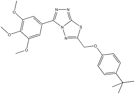 6-[(4-tert-butylphenoxy)methyl]-3-(3,4,5-trimethoxyphenyl)[1,2,4]triazolo[3,4-b][1,3,4]thiadiazole Struktur