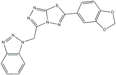 1-{[6-(1,3-benzodioxol-5-yl)[1,2,4]triazolo[3,4-b][1,3,4]thiadiazol-3-yl]methyl}-1H-1,2,3-benzotriazole Struktur