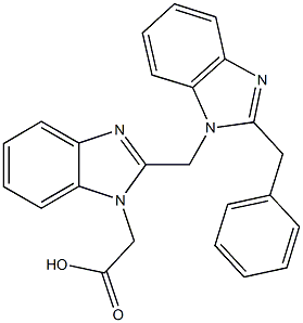 {2-[(2-benzyl-1H-benzimidazol-1-yl)methyl]-1H-benzimidazol-1-yl}acetic acid Struktur