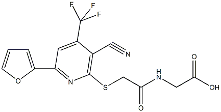 [({[3-cyano-6-(2-furyl)-4-(trifluoromethyl)-2-pyridinyl]sulfanyl}acetyl)amino]acetic acid Struktur