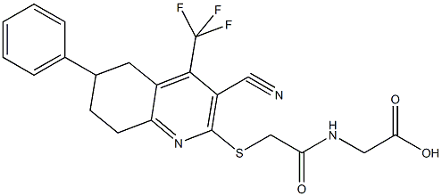 [({[3-cyano-6-phenyl-4-(trifluoromethyl)-5,6,7,8-tetrahydro-2-quinolinyl]sulfanyl}acetyl)amino]acetic acid Struktur