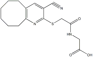 ({[(3-cyano-5,6,7,8,9,10-hexahydrocycloocta[b]pyridin-2-yl)sulfanyl]acetyl}amino)acetic acid Struktur