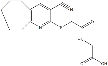 ({[(3-cyano-6,7,8,9-tetrahydro-5H-cyclohepta[b]pyridin-2-yl)sulfanyl]acetyl}amino)acetic acid Struktur