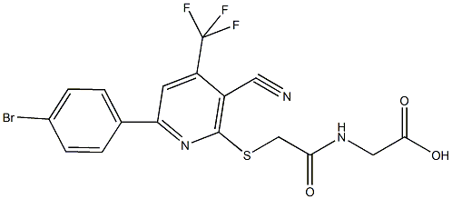 [({[6-(4-bromophenyl)-3-cyano-4-(trifluoromethyl)-2-pyridinyl]sulfanyl}acetyl)amino]acetic acid Struktur