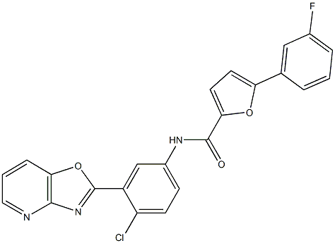 N-(4-chloro-3-[1,3]oxazolo[4,5-b]pyridin-2-ylphenyl)-5-(3-fluorophenyl)-2-furamide Struktur