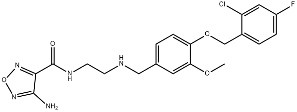 4-amino-N-[2-({4-[(2-chloro-4-fluorobenzyl)oxy]-3-methoxybenzyl}amino)ethyl]-1,2,5-oxadiazole-3-carboxamide Struktur