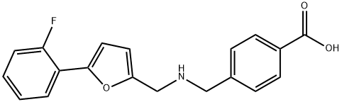 4-[({[5-(2-fluorophenyl)-2-furyl]methyl}amino)methyl]benzoic acid Struktur