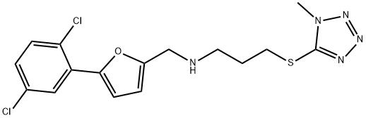 N-{[5-(2,5-dichlorophenyl)-2-furyl]methyl}-N-{3-[(1-methyl-1H-tetraazol-5-yl)sulfanyl]propyl}amine Struktur