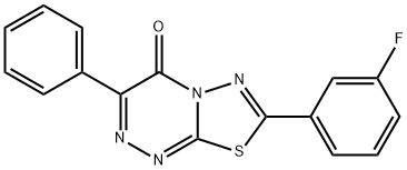 7-(3-fluorophenyl)-3-phenyl-4H-[1,3,4]thiadiazolo[2,3-c][1,2,4]triazin-4-one Struktur