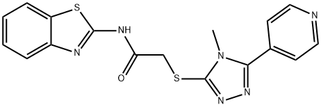 N-(1,3-benzothiazol-2-yl)-2-{[4-methyl-5-(4-pyridinyl)-4H-1,2,4-triazol-3-yl]sulfanyl}acetamide Struktur