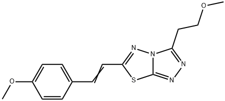 3-(2-methoxyethyl)-6-[(E)-2-(4-methoxyphenyl)ethenyl][1,2,4]triazolo[3,4-b][1,3,4]thiadiazole Struktur