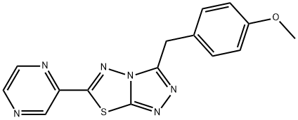 methyl 4-{[6-(2-pyrazinyl)[1,2,4]triazolo[3,4-b][1,3,4]thiadiazol-3-yl]methyl}phenyl ether Struktur