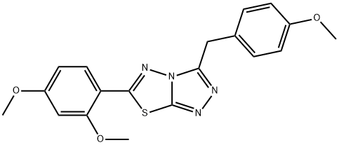 6-(2,4-dimethoxyphenyl)-3-(4-methoxybenzyl)[1,2,4]triazolo[3,4-b][1,3,4]thiadiazole Struktur