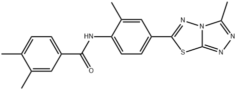 3,4-dimethyl-N-[2-methyl-4-(3-methyl[1,2,4]triazolo[3,4-b][1,3,4]thiadiazol-6-yl)phenyl]benzamide Struktur