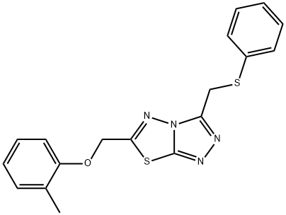 6-[(2-methylphenoxy)methyl]-3-[(phenylsulfanyl)methyl][1,2,4]triazolo[3,4-b][1,3,4]thiadiazole Struktur