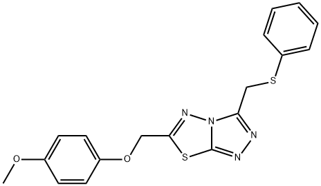 6-[(4-methoxyphenoxy)methyl]-3-[(phenylsulfanyl)methyl][1,2,4]triazolo[3,4-b][1,3,4]thiadiazole Struktur