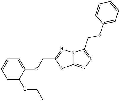 6-[(2-ethoxyphenoxy)methyl]-3-[(phenylsulfanyl)methyl][1,2,4]triazolo[3,4-b][1,3,4]thiadiazole Struktur