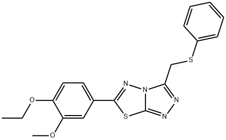 6-(4-ethoxy-3-methoxyphenyl)-3-[(phenylsulfanyl)methyl][1,2,4]triazolo[3,4-b][1,3,4]thiadiazole Struktur