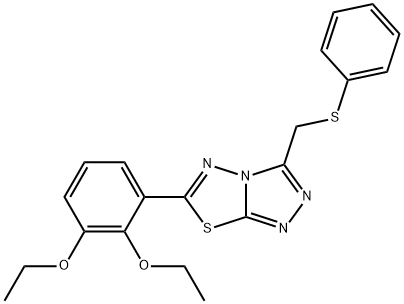 6-(2,3-diethoxyphenyl)-3-[(phenylsulfanyl)methyl][1,2,4]triazolo[3,4-b][1,3,4]thiadiazole Struktur