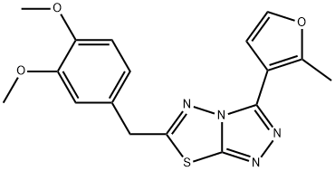 6-(3,4-dimethoxybenzyl)-3-(2-methyl-3-furyl)[1,2,4]triazolo[3,4-b][1,3,4]thiadiazole Struktur