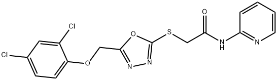 2-({5-[(2,4-dichlorophenoxy)methyl]-1,3,4-oxadiazol-2-yl}sulfanyl)-N-(2-pyridinyl)acetamide Struktur