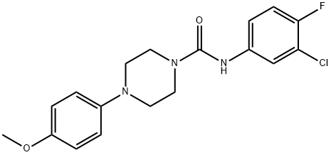 N-(3-chloro-4-fluorophenyl)-4-(4-methoxyphenyl)-1-piperazinecarboxamide Struktur