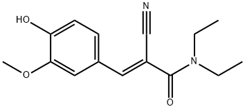 2-cyano-N,N-diethyl-3-(4-hydroxy-3-methoxyphenyl)acrylamide Struktur