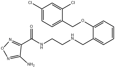 4-amino-N-[2-({2-[(2,4-dichlorobenzyl)oxy]benzyl}amino)ethyl]-1,2,5-oxadiazole-3-carboxamide Struktur