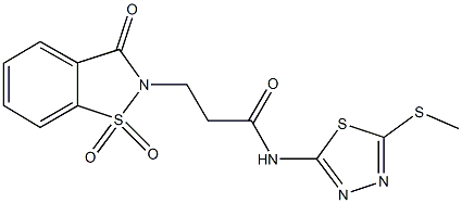 3-(1,1-dioxido-3-oxo-1,2-benzisothiazol-2(3H)-yl)-N-[5-(methylsulfanyl)-1,3,4-thiadiazol-2-yl]propanamide Struktur