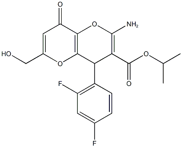 isopropyl 2-amino-4-(2,4-difluorophenyl)-6-(hydroxymethyl)-8-oxo-4,8-dihydropyrano[3,2-b]pyran-3-carboxylate Struktur