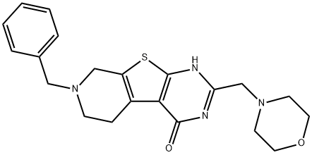 7-benzyl-2-(4-morpholinylmethyl)-5,6,7,8-tetrahydropyrido[4',3':4,5]thieno[2,3-d]pyrimidin-4(3H)-one Struktur