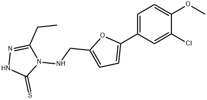 4-({[5-(3-chloro-4-methoxyphenyl)-2-furyl]methyl}amino)-5-ethyl-4H-1,2,4-triazol-3-yl hydrosulfide Struktur