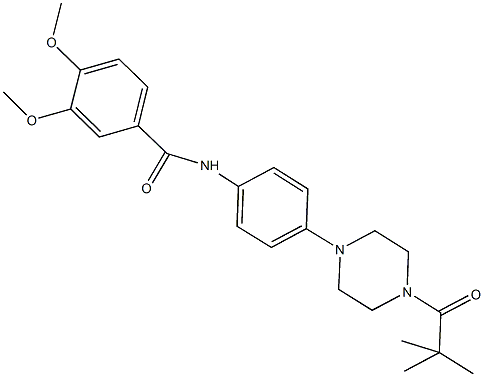 N-{4-[4-(2,2-dimethylpropanoyl)-1-piperazinyl]phenyl}-3,4-dimethoxybenzamide Struktur