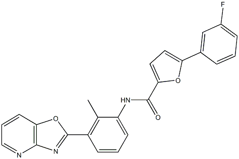 5-(3-fluorophenyl)-N-(2-methyl-3-[1,3]oxazolo[4,5-b]pyridin-2-ylphenyl)-2-furamide Struktur