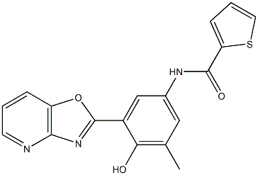 N-(4-hydroxy-3-methyl-5-[1,3]oxazolo[4,5-b]pyridin-2-ylphenyl)-2-thiophenecarboxamide Struktur