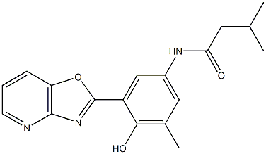 N-(4-hydroxy-3-methyl-5-[1,3]oxazolo[4,5-b]pyridin-2-ylphenyl)-3-methylbutanamide Struktur