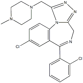 8-chloro-6-(2-chlorophenyl)-1-[(4-methyl-1-piperazinyl)methyl]-4H-[1,2,4]triazolo[4,3-a][1,4]benzodiazepine Struktur