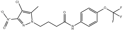 4-{4-chloro-3-nitro-5-methyl-1H-pyrazol-1-yl}-N-[4-(trifluoromethoxy)phenyl]butanamide Struktur