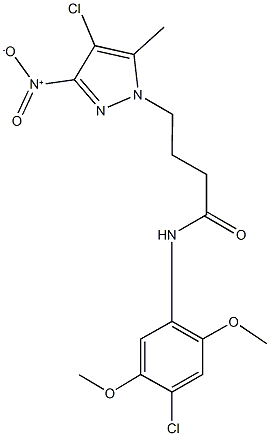 N-(4-chloro-2,5-dimethoxyphenyl)-4-{4-chloro-3-nitro-5-methyl-1H-pyrazol-1-yl}butanamide Struktur