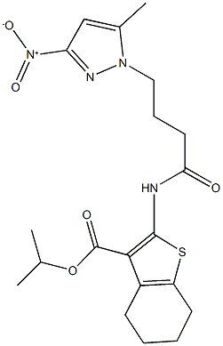 isopropyl 2-[(4-{3-nitro-5-methyl-1H-pyrazol-1-yl}butanoyl)amino]-4,5,6,7-tetrahydro-1-benzothiophene-3-carboxylate Struktur