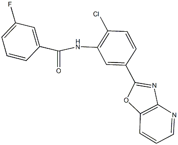 N-(2-chloro-5-[1,3]oxazolo[4,5-b]pyridin-2-ylphenyl)-3-fluorobenzamide Struktur