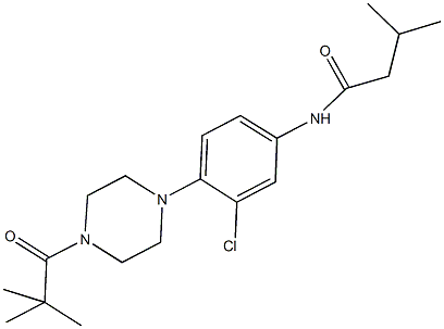 N-{3-chloro-4-[4-(2,2-dimethylpropanoyl)-1-piperazinyl]phenyl}-3-methylbutanamide Struktur