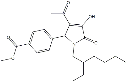 methyl 4-[3-acetyl-1-(2-ethylhexyl)-4-hydroxy-5-oxo-2,5-dihydro-1H-pyrrol-2-yl]benzoate Struktur