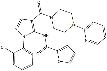 N-(1-(2-chlorophenyl)-4-{[4-(2-pyridinyl)-1-piperazinyl]carbonyl}-1H-pyrazol-5-yl)-2-furamide Struktur