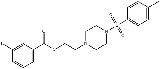 2-{4-[(4-methylphenyl)sulfonyl]-1-piperazinyl}ethyl 3-fluorobenzoate Struktur